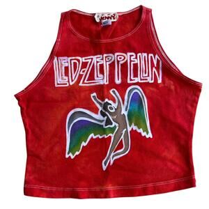 HAND-PAINTED Led Zeppelin HALTER top BATIK CROP TOP by Jenni American apparel